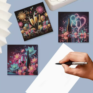 Preview: Diamond Painting Neujahrsgrüße Karten